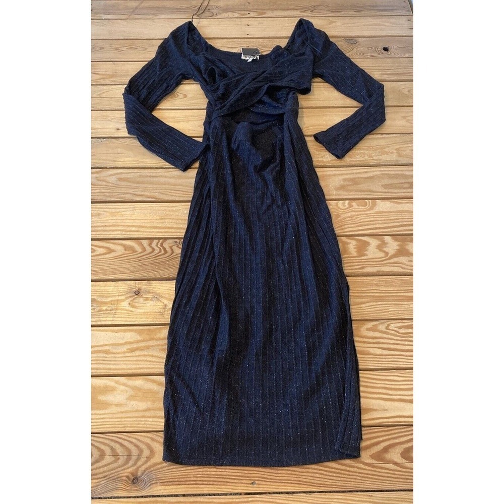 NWT Du Paradis Anthropologie Twist Front Midi Dress Size Medium Women’s Black